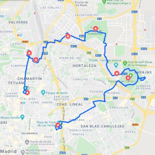ruta en bicicleta madrid noreste